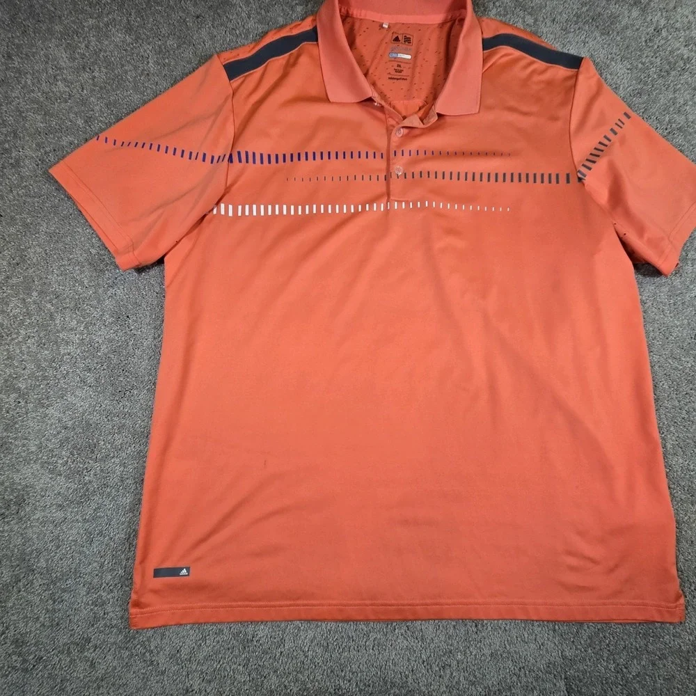 Adidas Men's Golf Polo Pure Motion Coolmax Orange Shirt Mens 2XL Polo